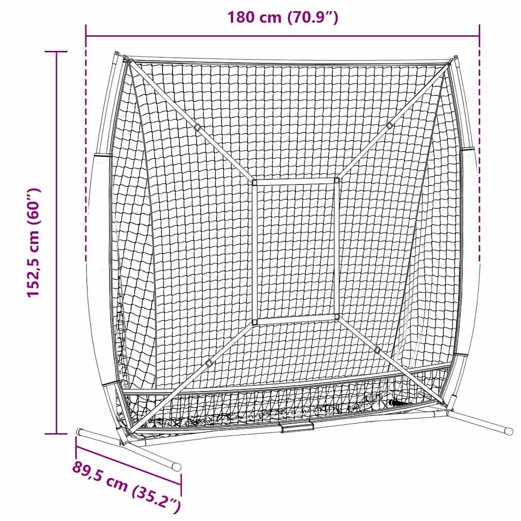 Baseball Practice Net Folding Manual 180 x 89.5 x 152.5 cm