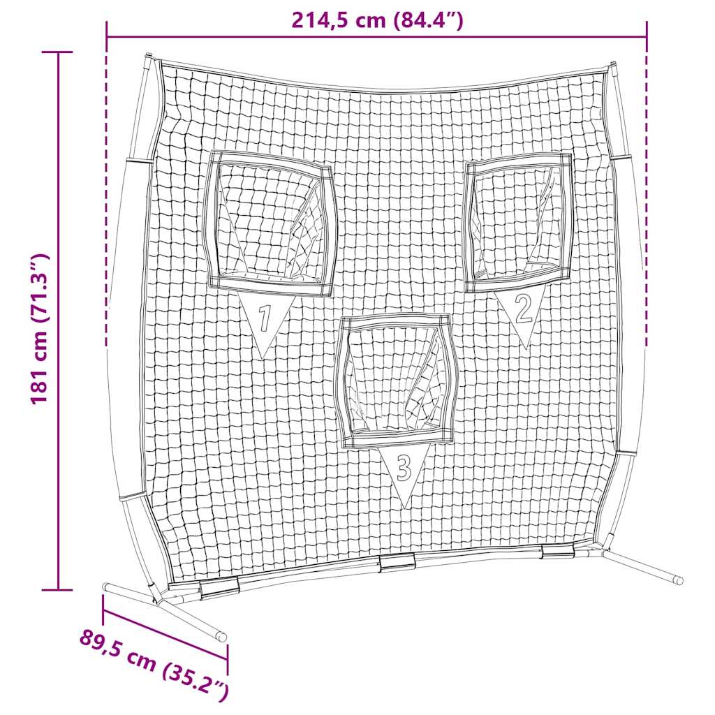 Baseball Practice Net Black 214.5 x 89.5 x 181 cm Polyester