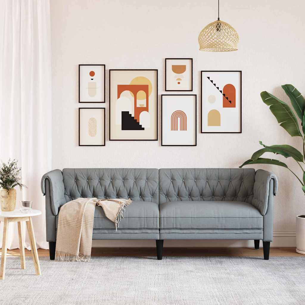 Sofa Light Grey 201.5 x 74.5 x 74.5 cm Polyester