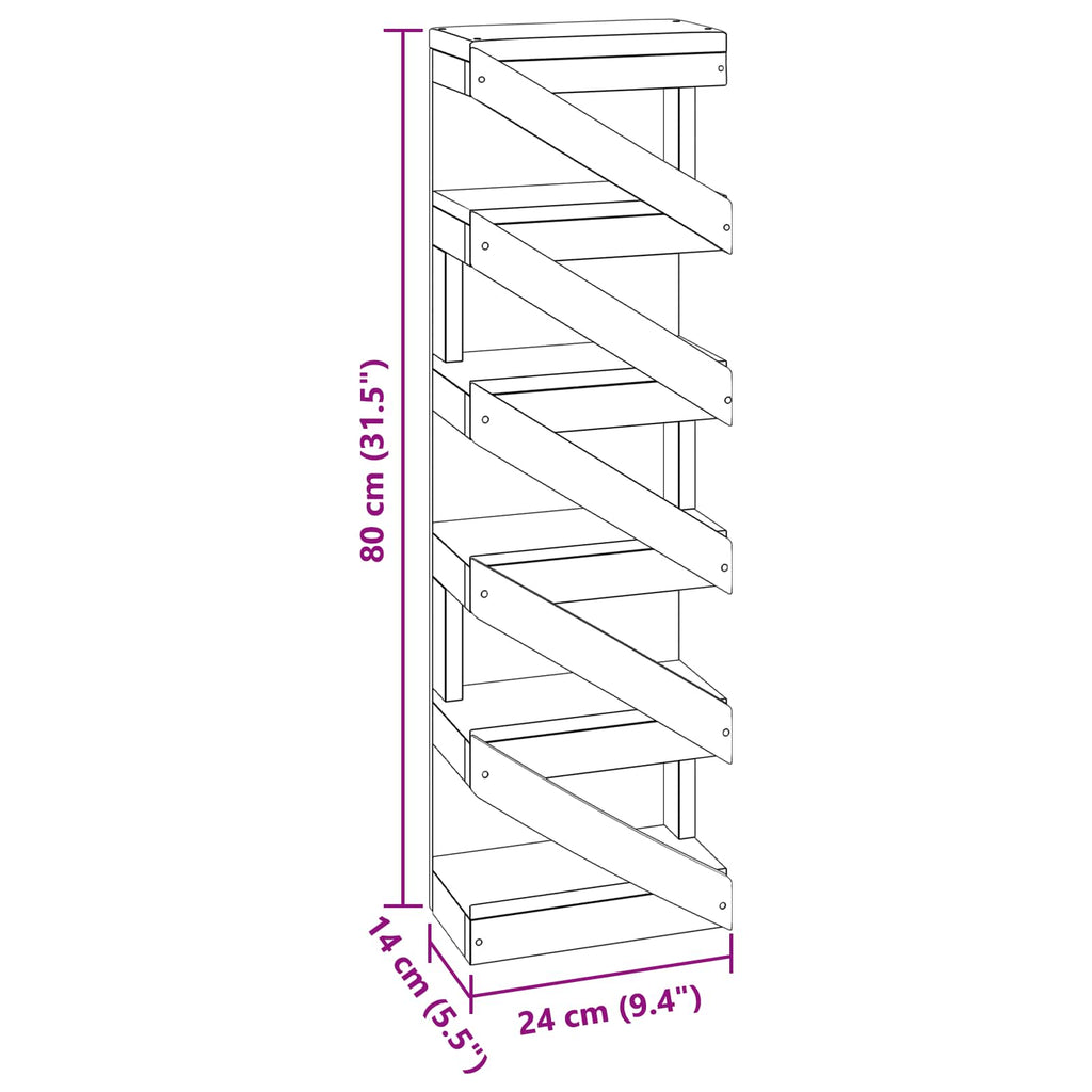 Rack Brown 24 x 14 x 80 cm Solid Mahogany Wood