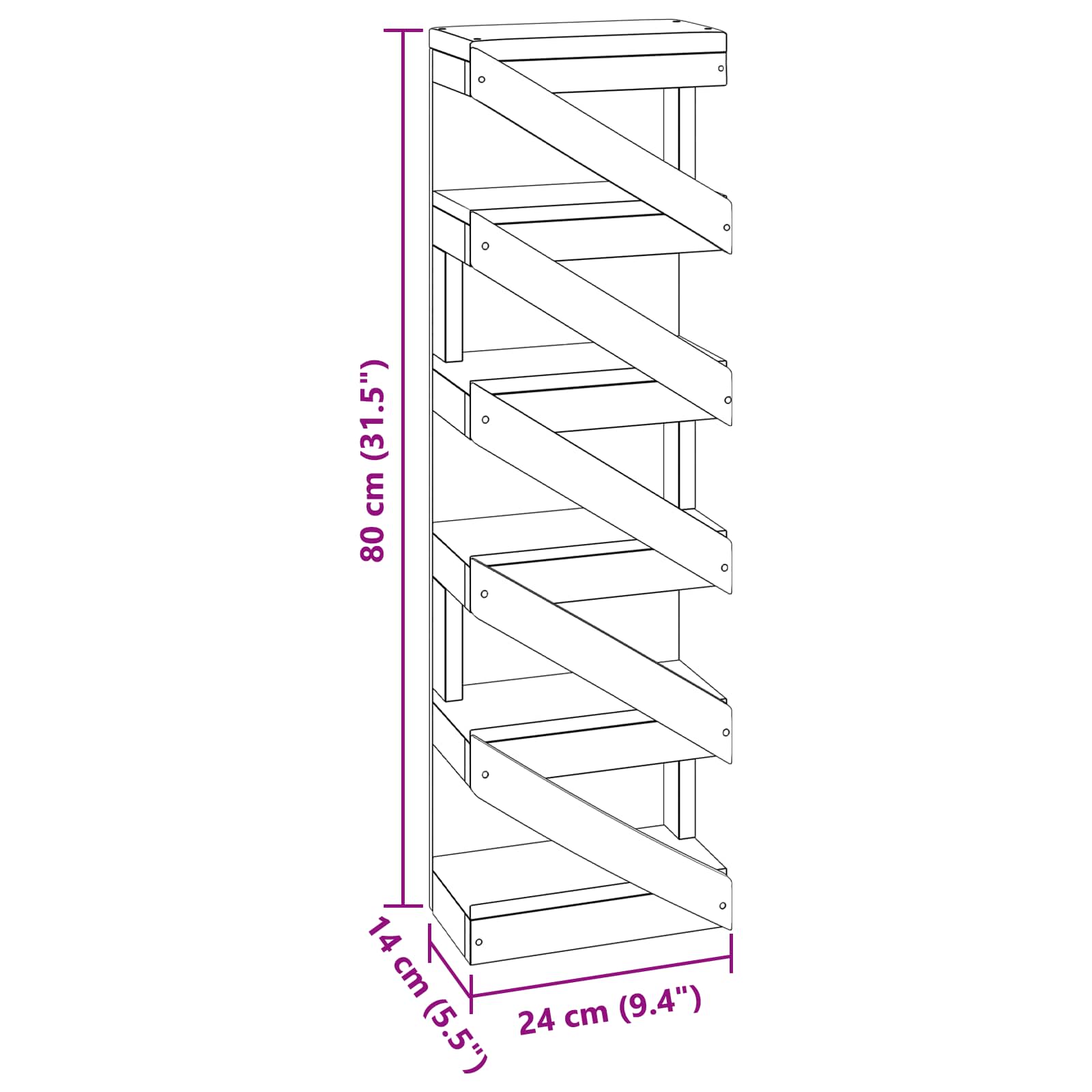Rack Brown 24 x 14 x 80 cm Solid Mahogany Wood