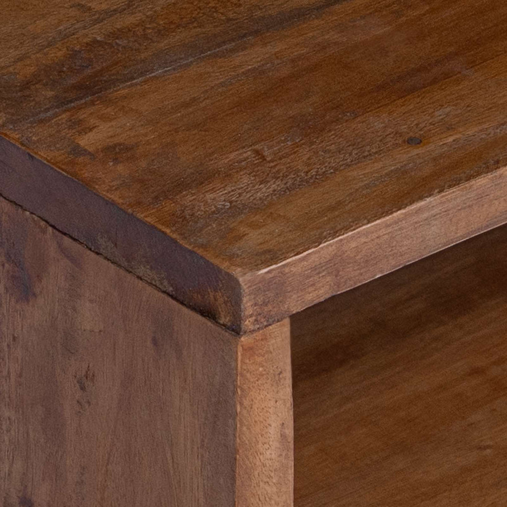 Accent Table with Shelf 3 pcs Brown Solid Mahogany Wood