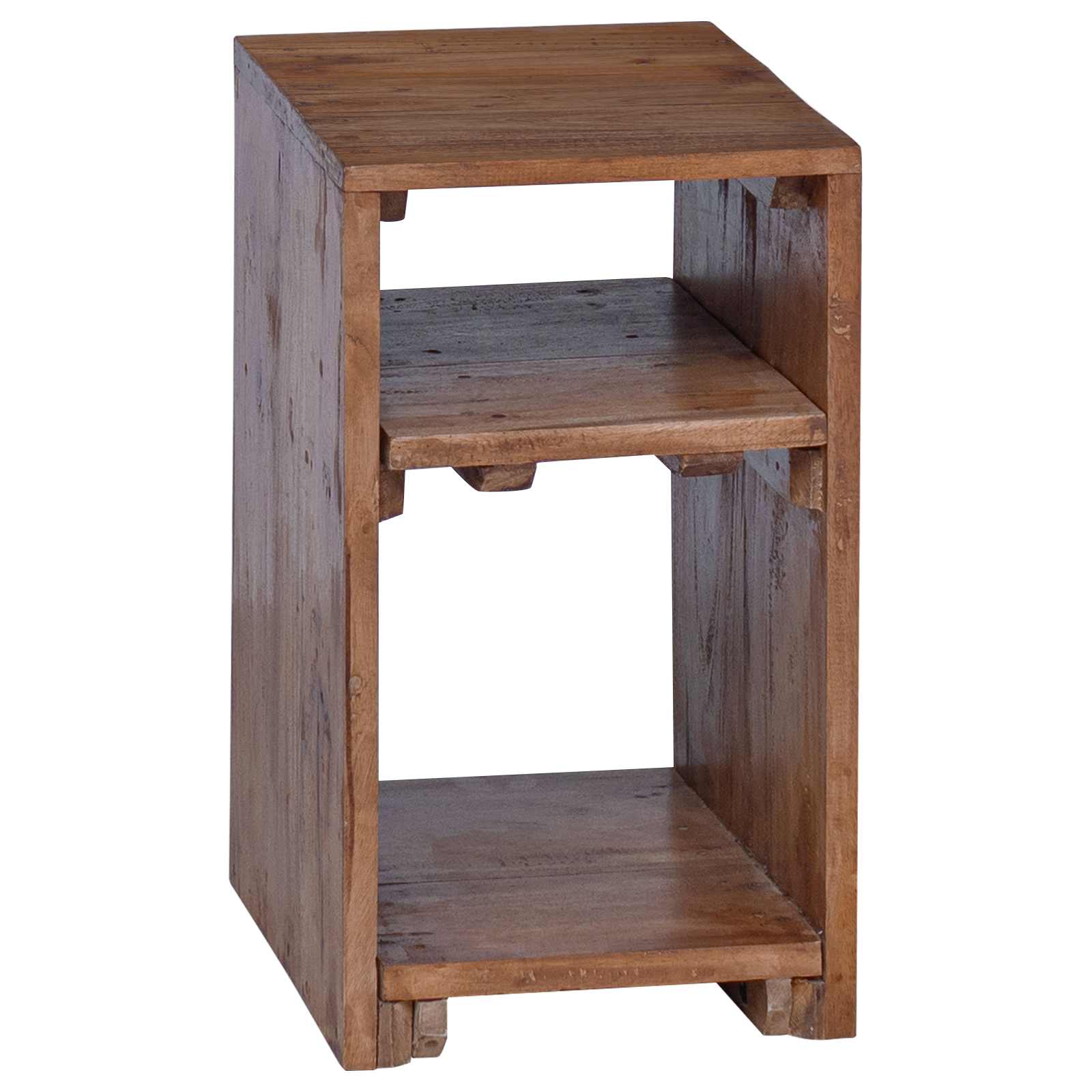 Accent Table with Shelf 3 pcs Brown Solid Mahogany Wood