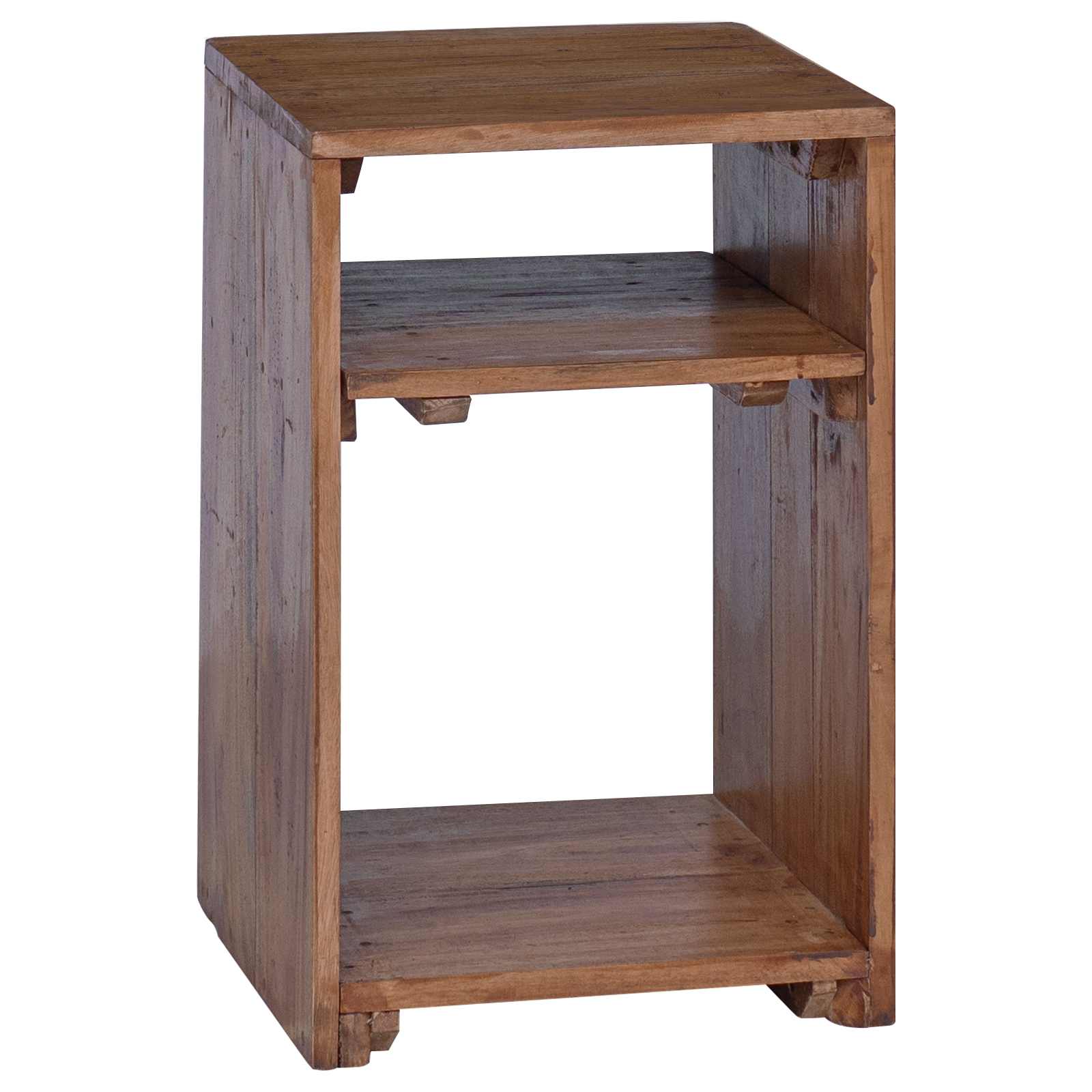 Accent Table with Shelf 3 pcs Brown Solid Mahogany Wood