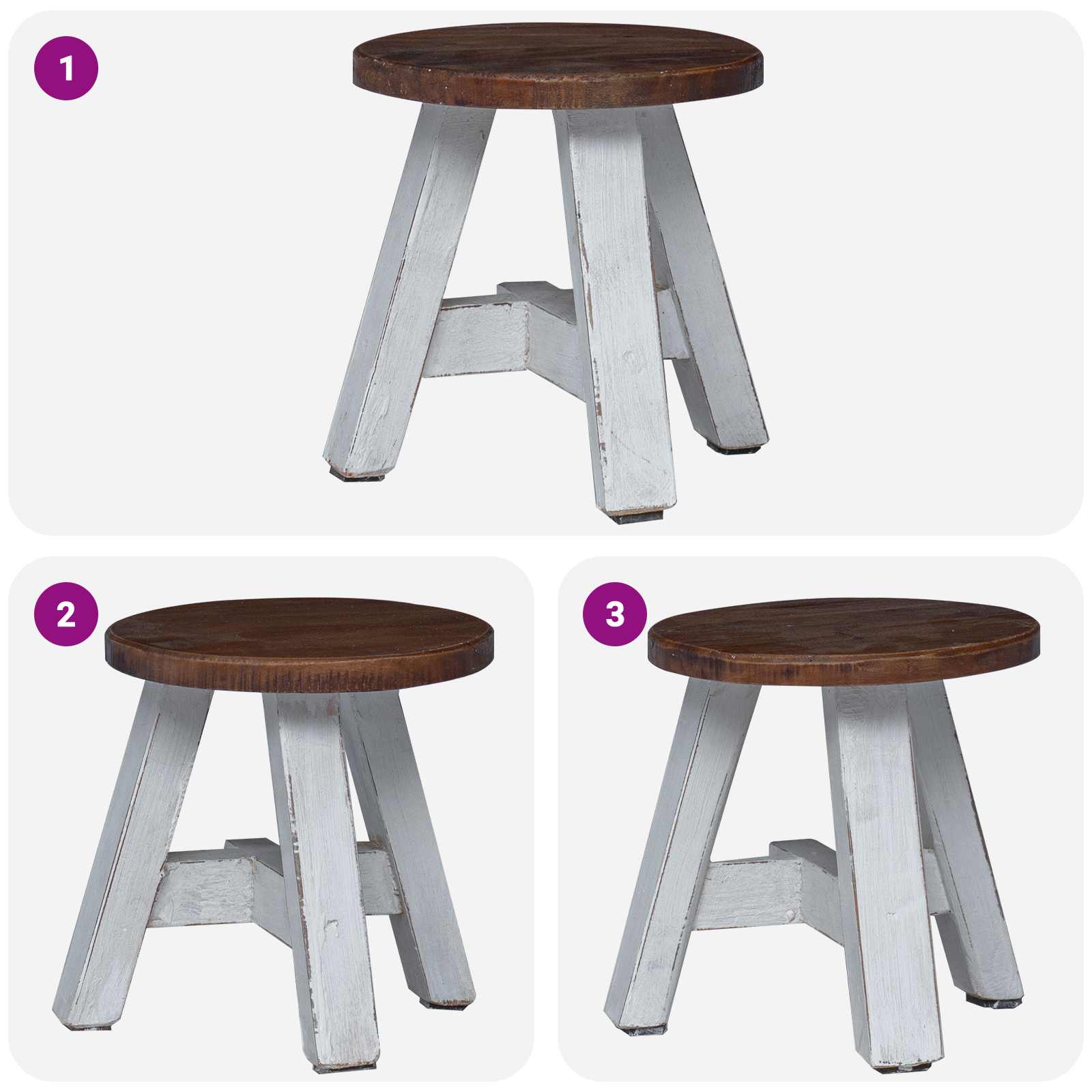 Stool Natural 22 x 22 x 24 cm Mahogany Wood