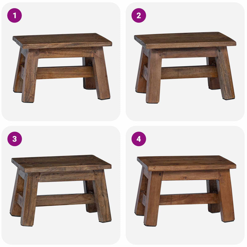 Stool Natural 30 x 20 x 20 cm Mahogany Wood