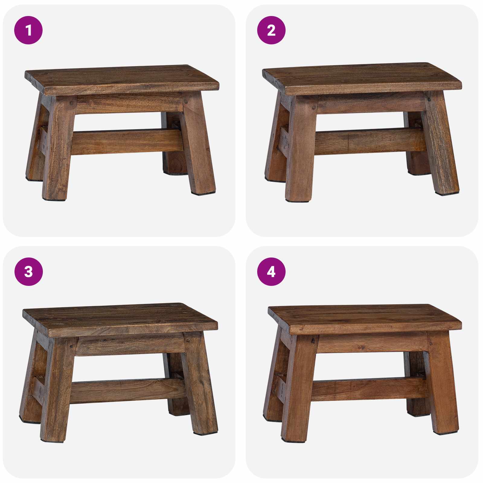 Stool Natural 30 x 20 x 20 cm Mahogany Wood