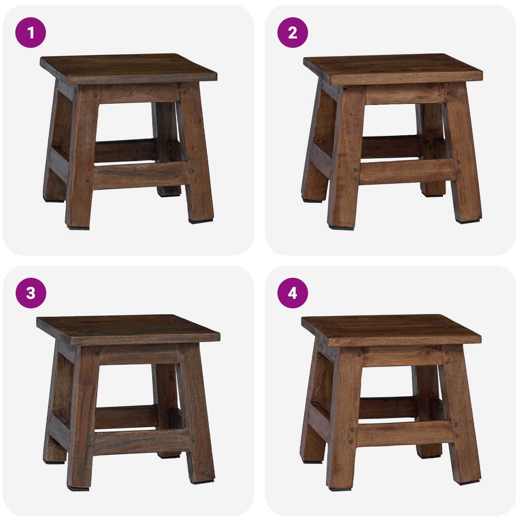 Stool Natural 26 x 26 x 26 cm Mahogany Wood