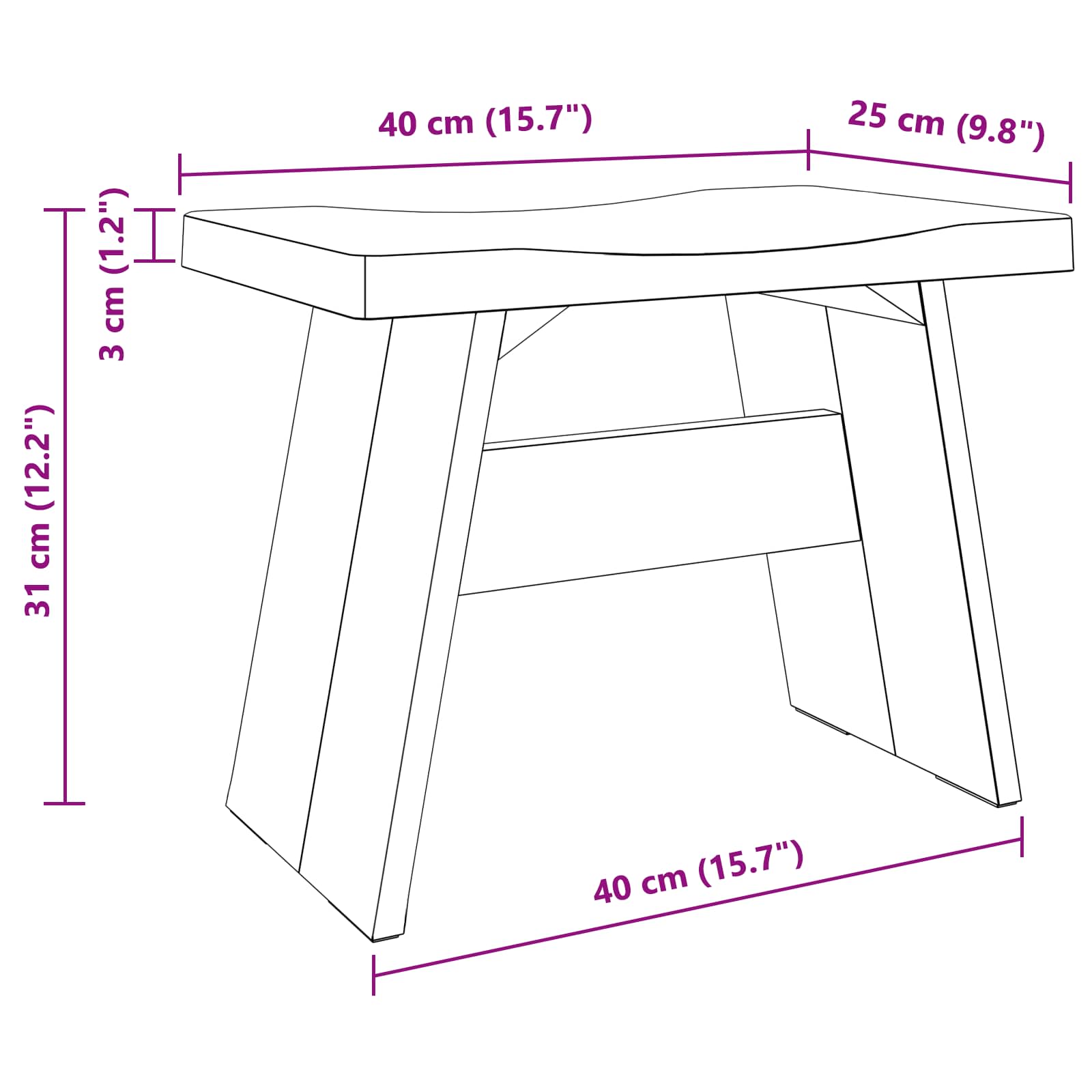 Stool Natural 40 x 25 x 31 cm Mahogany Wood