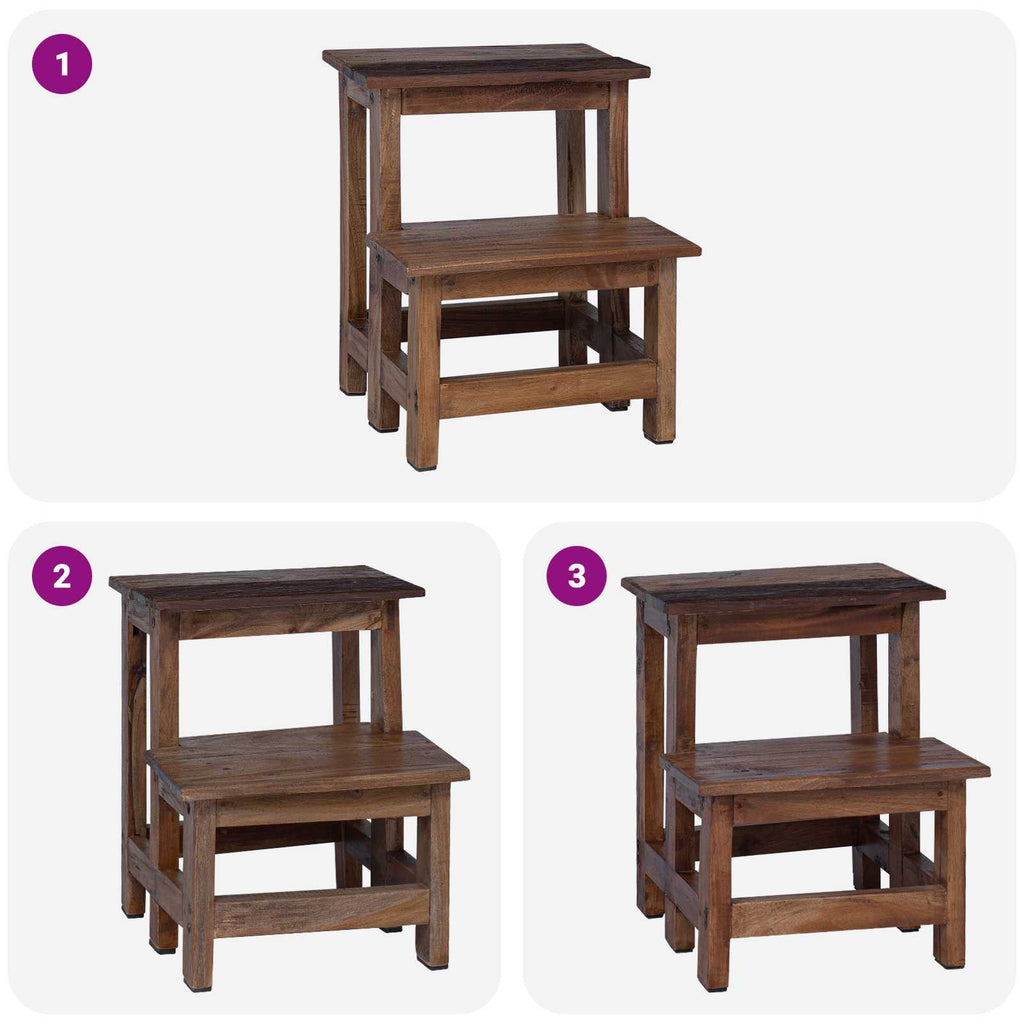 Stool Natural 37 x 37 x 46 cm Mahogany Wood