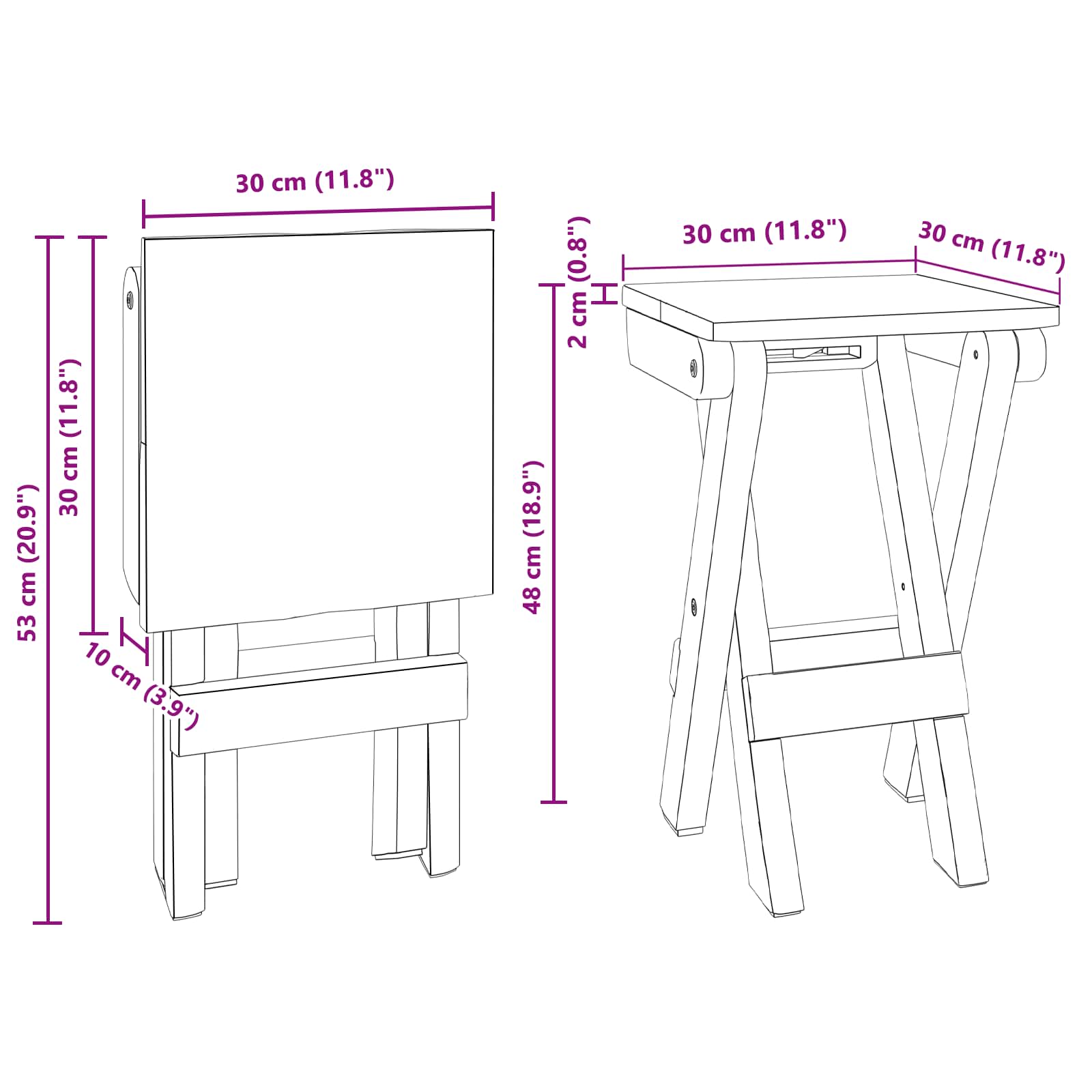 Stool Natural 30 x 30 x 48 cm Solid Reclaim wood