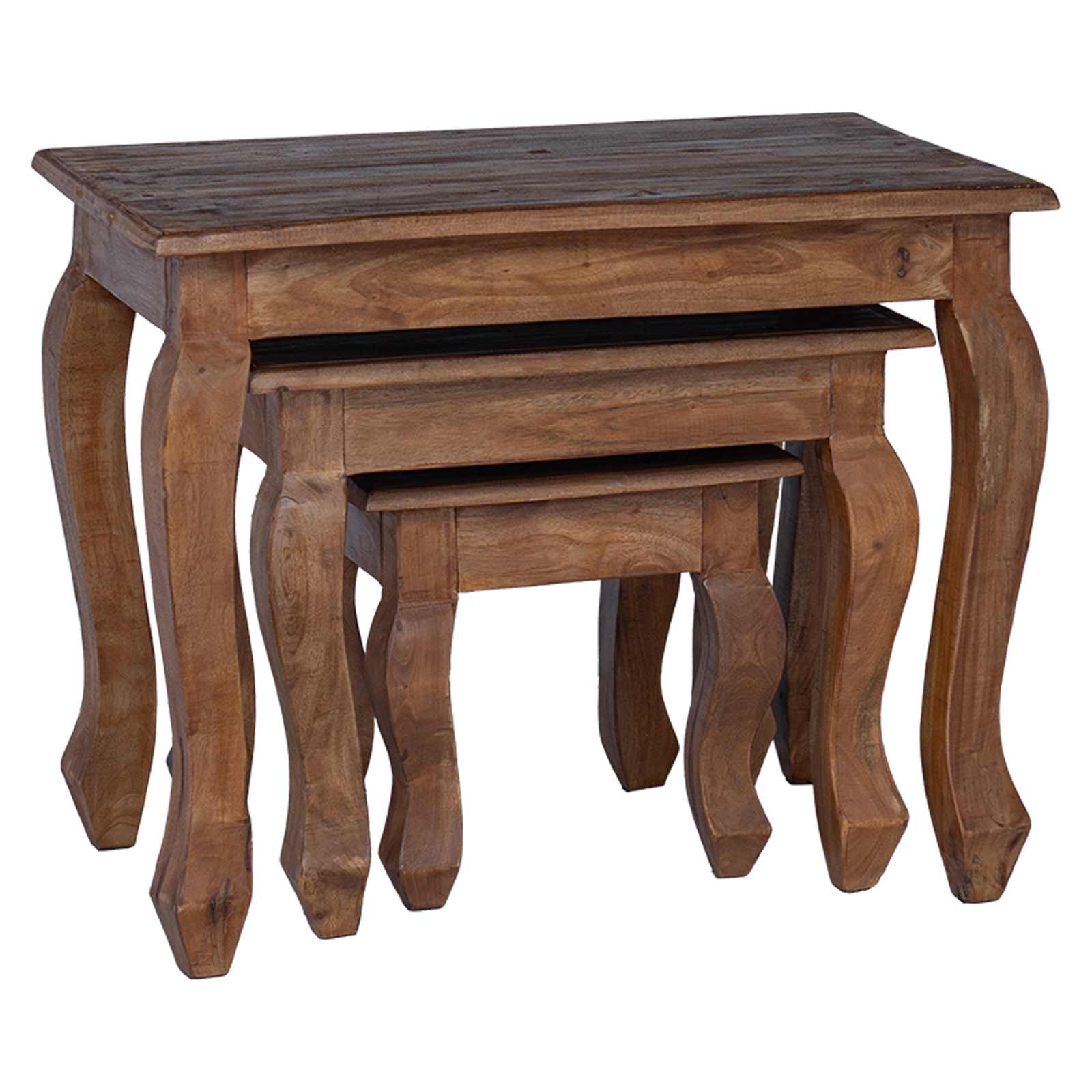 Nesting Table 3 pcs Brown Solid Mahogany wood