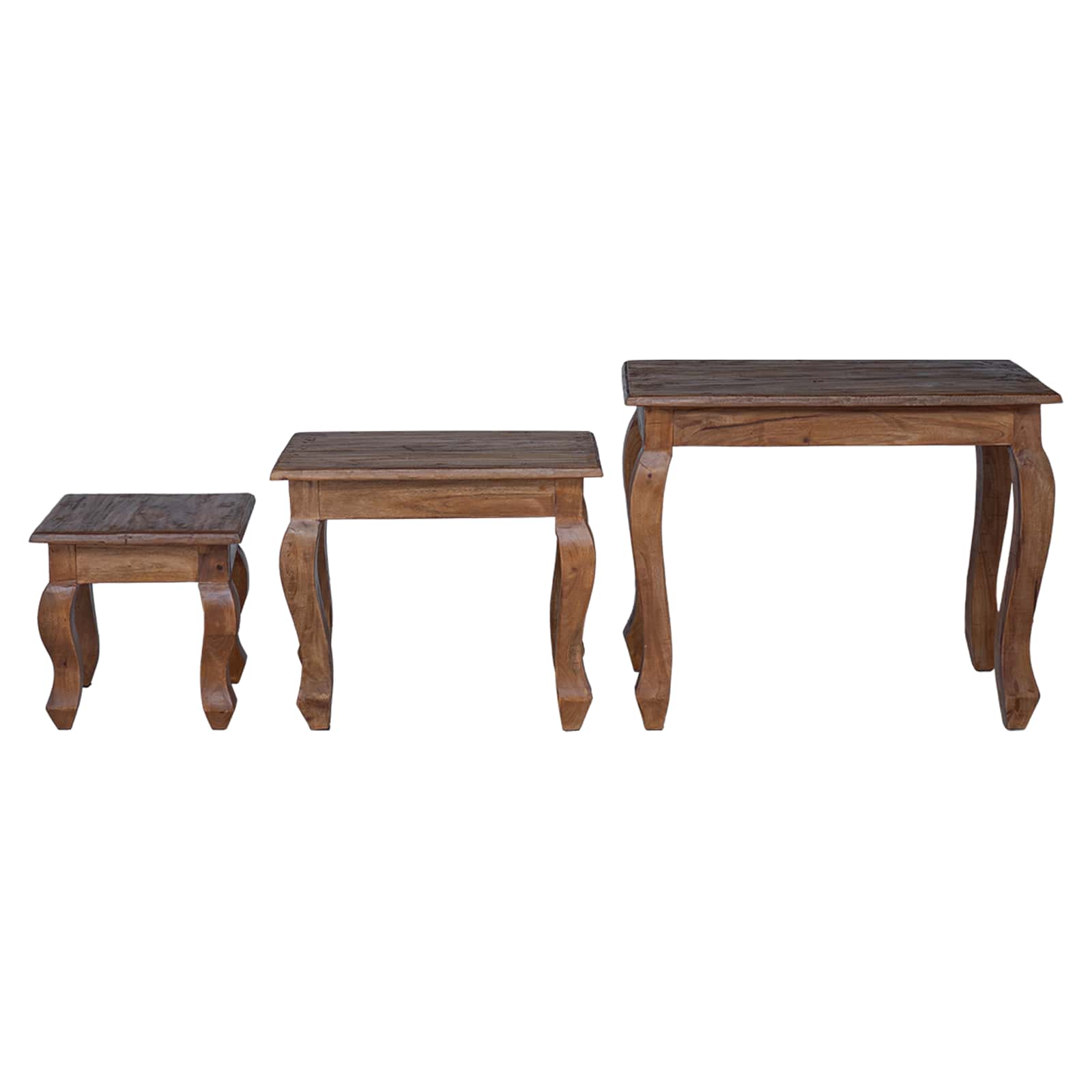 Nesting Table 3 pcs Brown Solid Mahogany wood