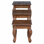 Nesting Table 3 pcs Brown Solid Mahogany wood