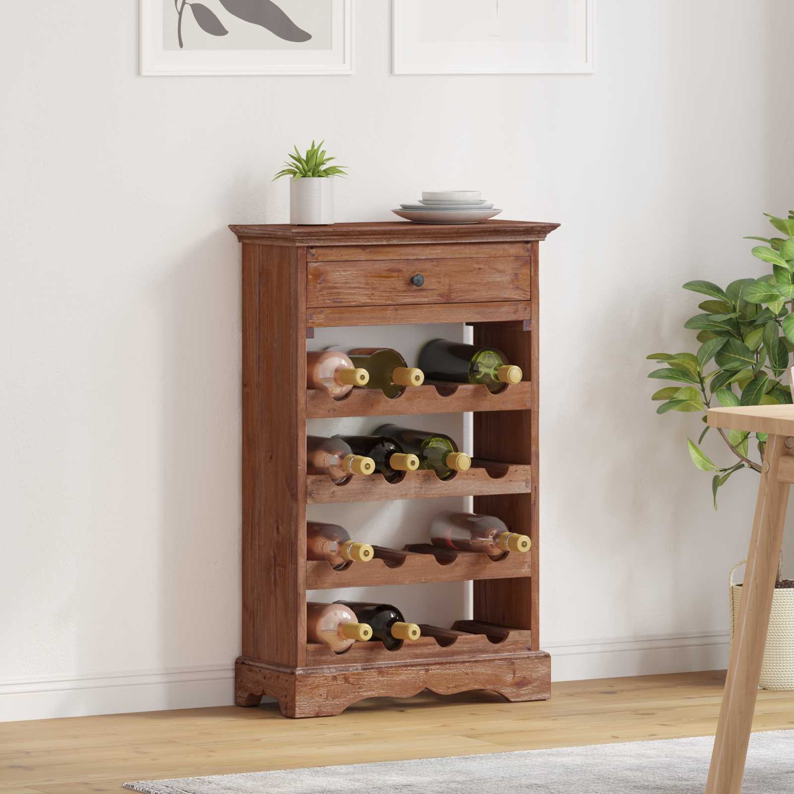 Wine Rack Solid Mahogany Wood