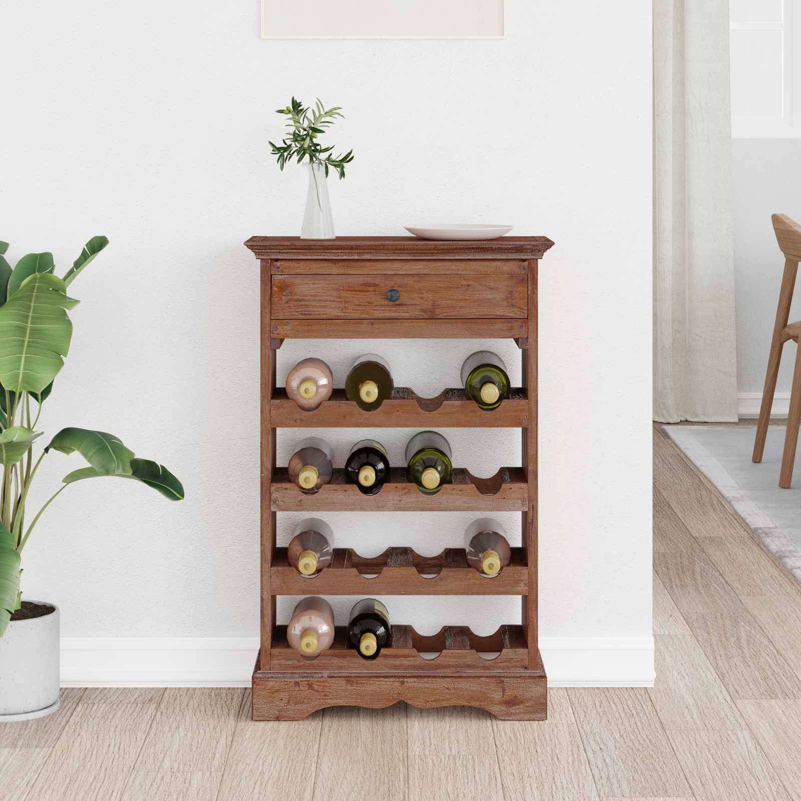 Wine Rack Solid Mahogany Wood
