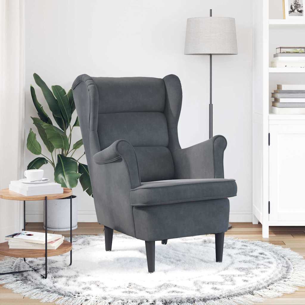 Armchair Dark Grey 92 x 71 x 91 cm Velvet