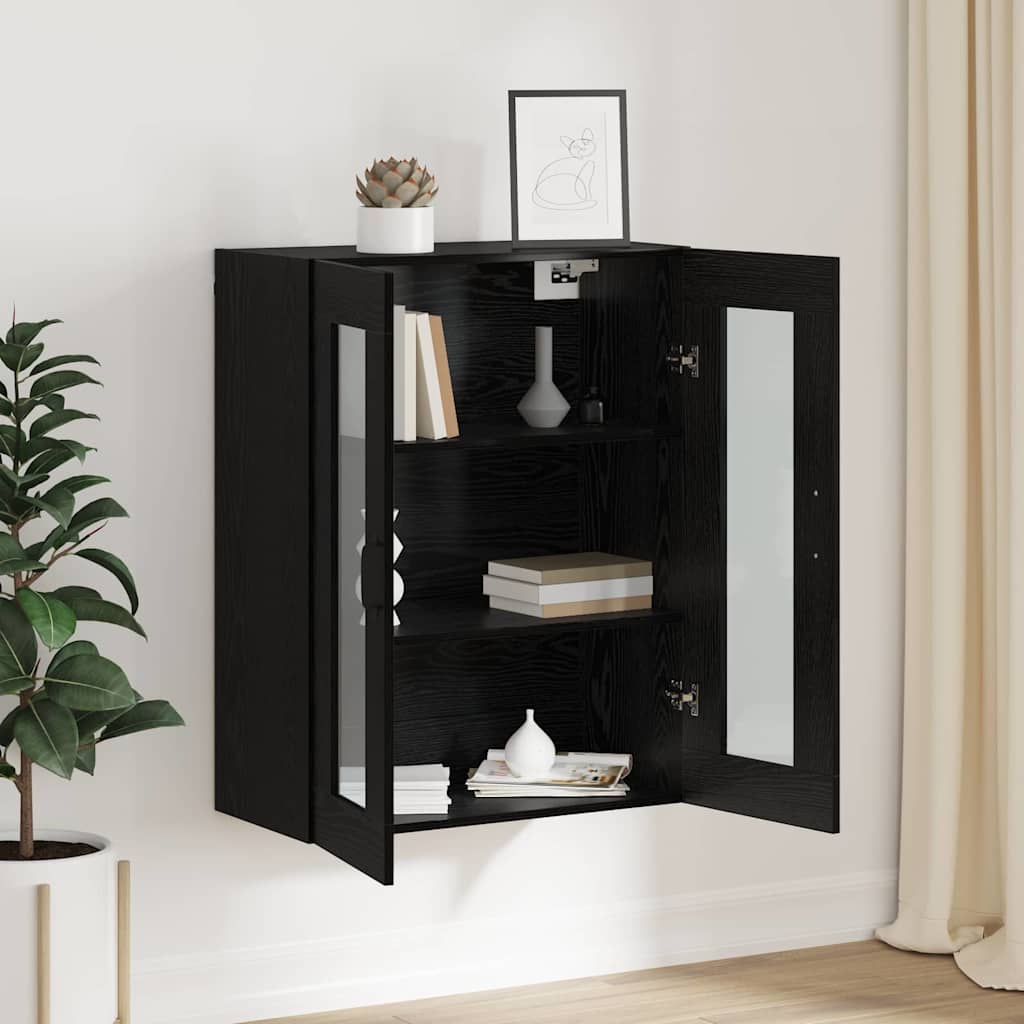 Hanging Wall Cabinet Black 69.5 x 34 x 90 cm Engineered wood