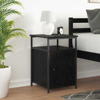 Bedside Cabinet Black oak Engineered Wood