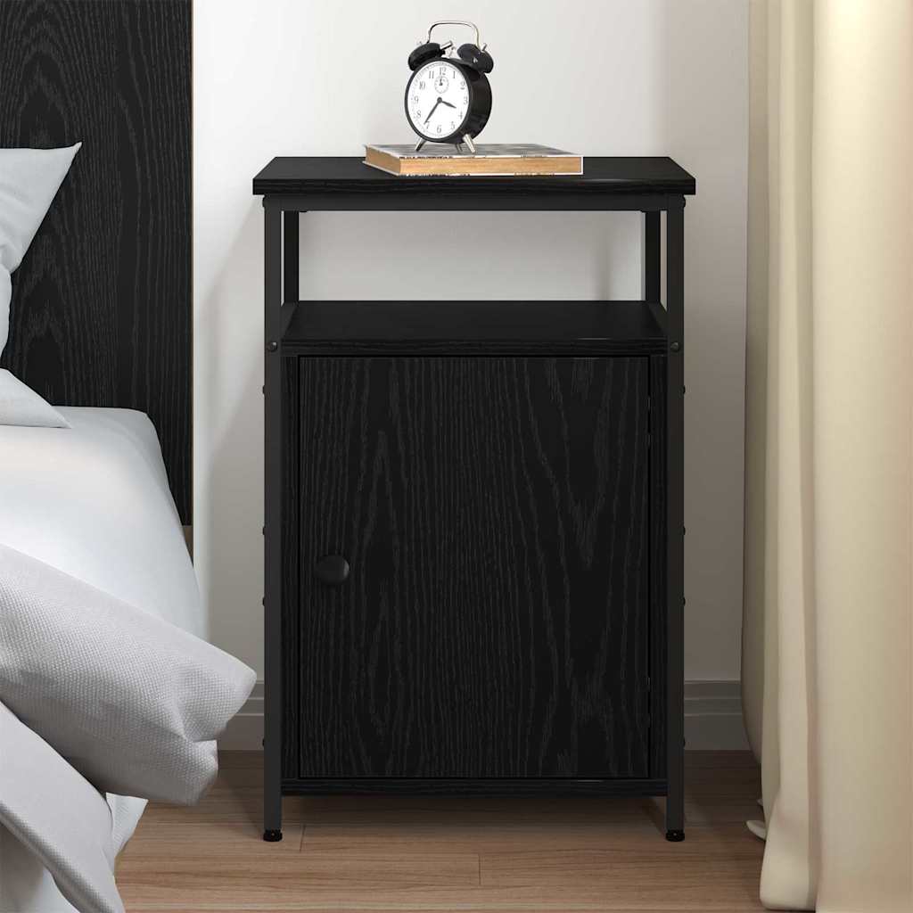 Bedside Cabinet Black oak Engineered Wood