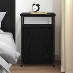 Bedside Cabinet Black oak Engineered Wood