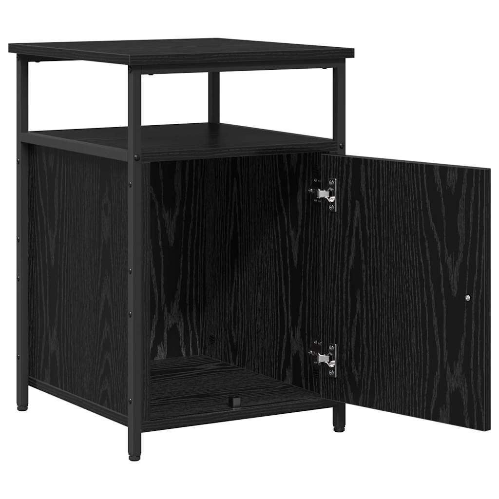 Bedside Cabinet Black oak Engineered Wood