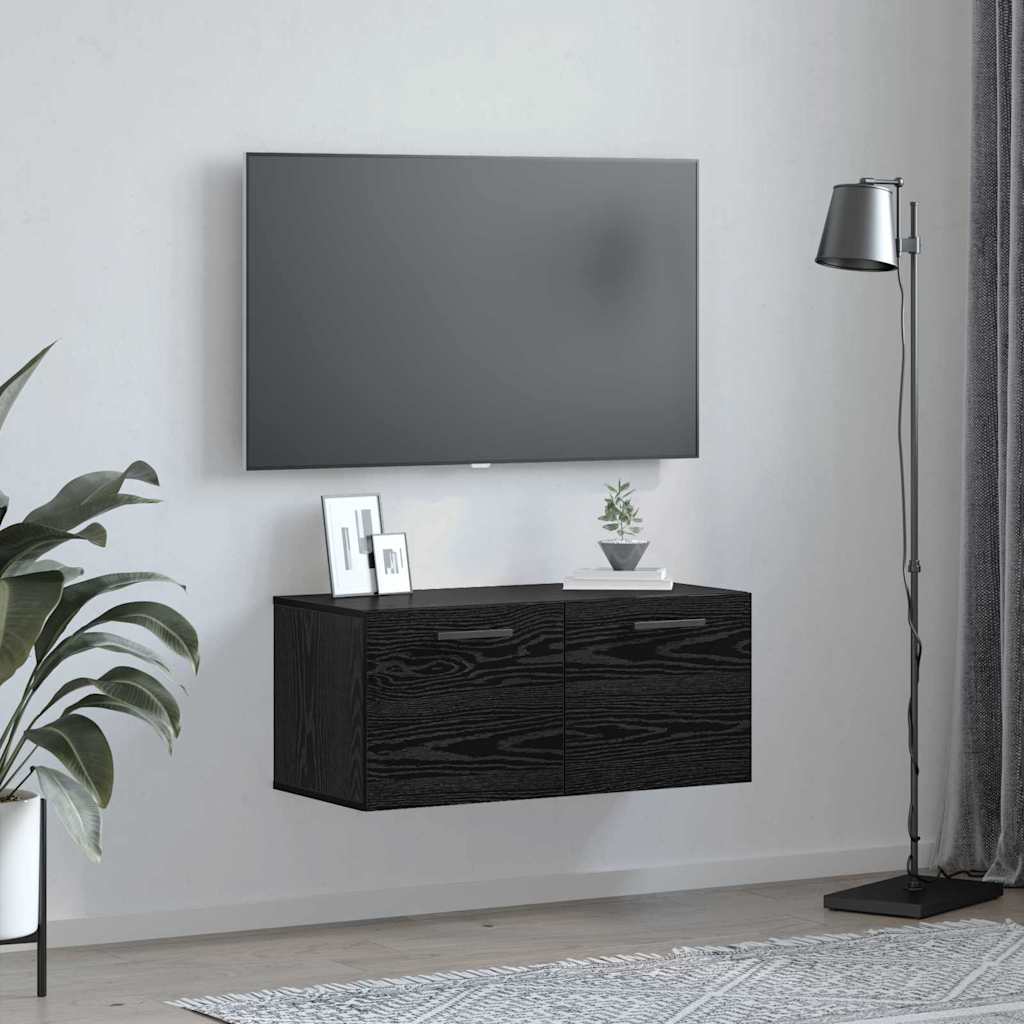 Wall Cabinet Black oak 80 x 36.5 x 35 cm Engineered wood
