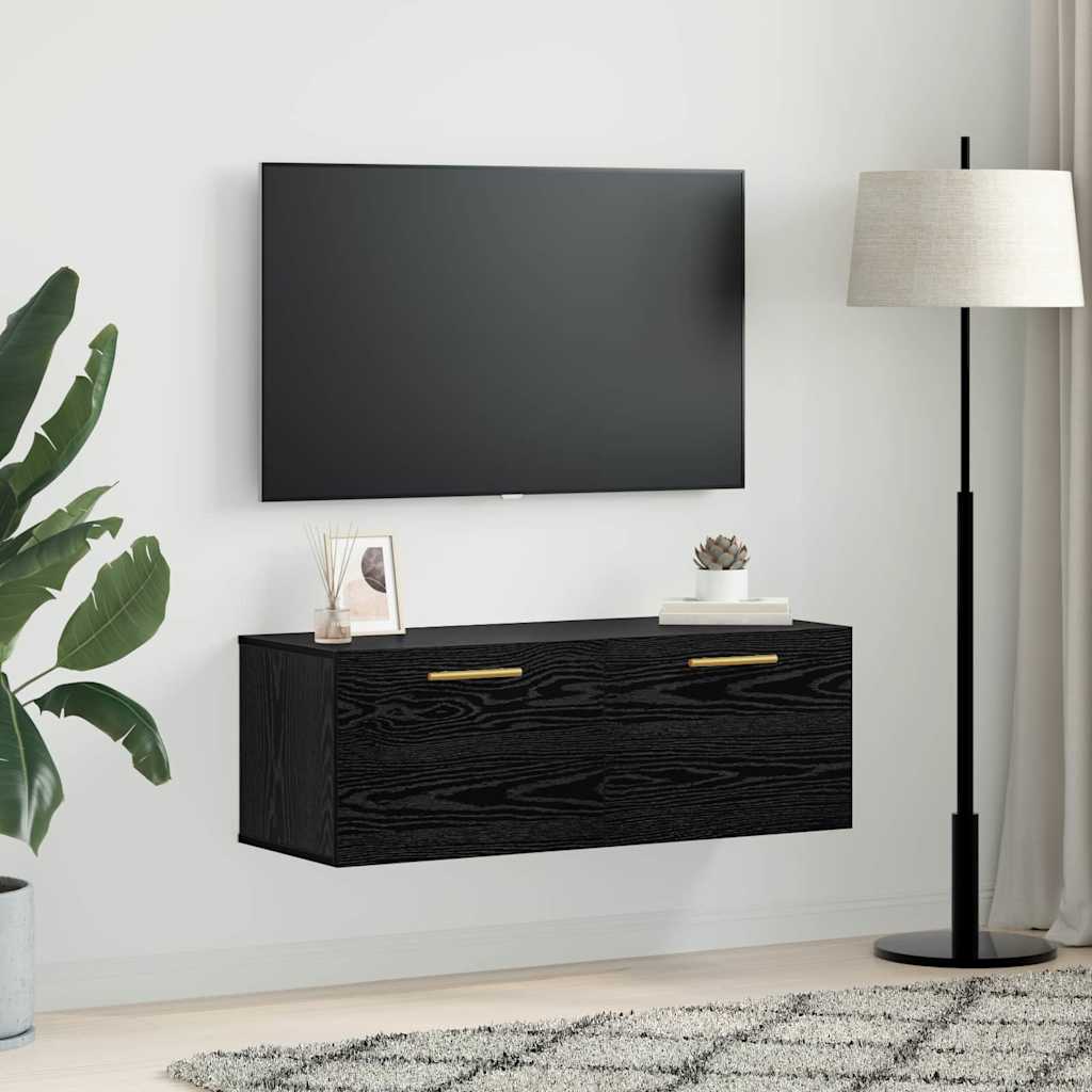 Wall Cabinet Black oak 100 x 36.5 x 35 cm Engineered wood