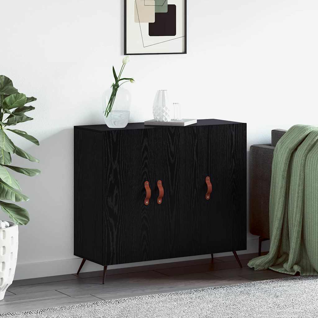 Sideboard Black Oak 89.5 x 34 x 80 cm Engineered Wood