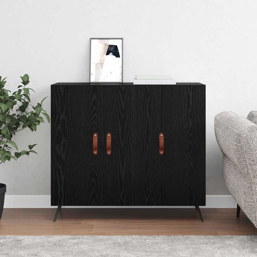 Sideboard Black Oak 89.5 x 34 x 80 cm Engineered Wood