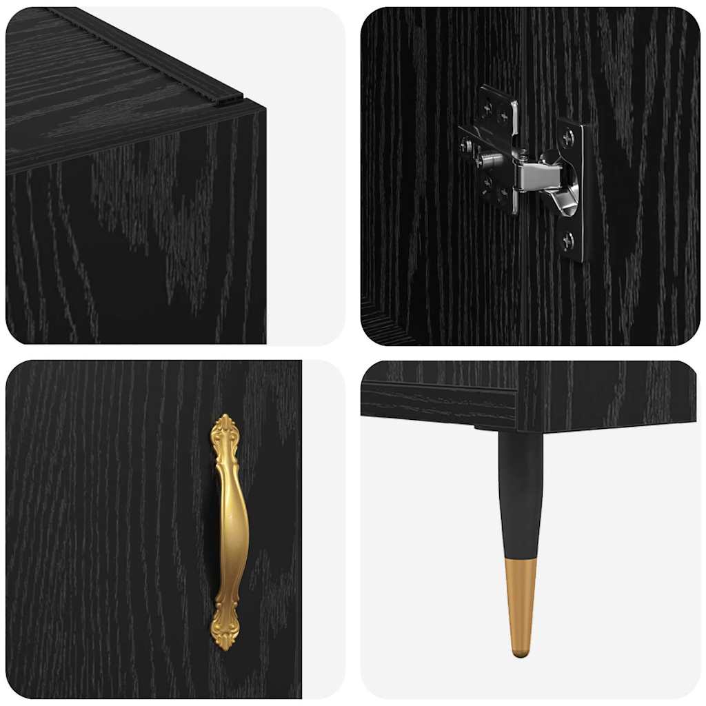 Sideboard Black Oak 90 x 34 x 80 cm Engineered Wood