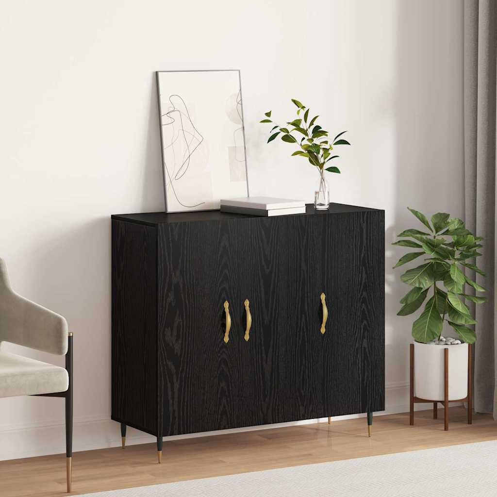 Sideboard Black Oak 90 x 34 x 80 cm Engineered Wood
