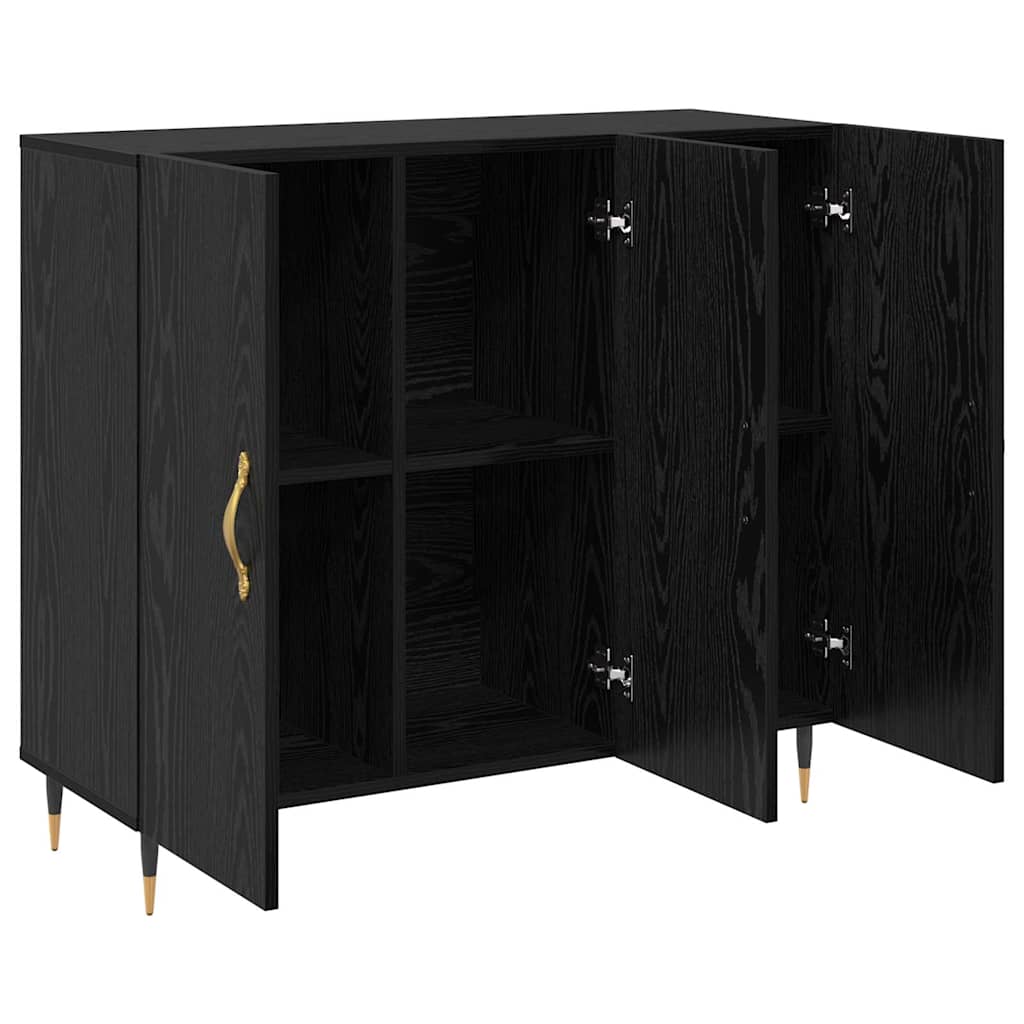 Sideboard Black Oak 90 x 34 x 80 cm Engineered Wood