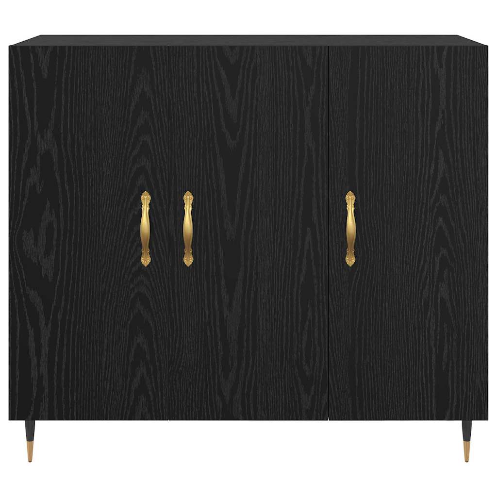 Sideboard Black Oak 90 x 34 x 80 cm Engineered Wood