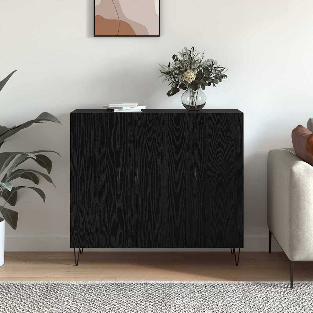 Sideboard Black Oak 90 x 32.5 x 80 cm Engineered Wood