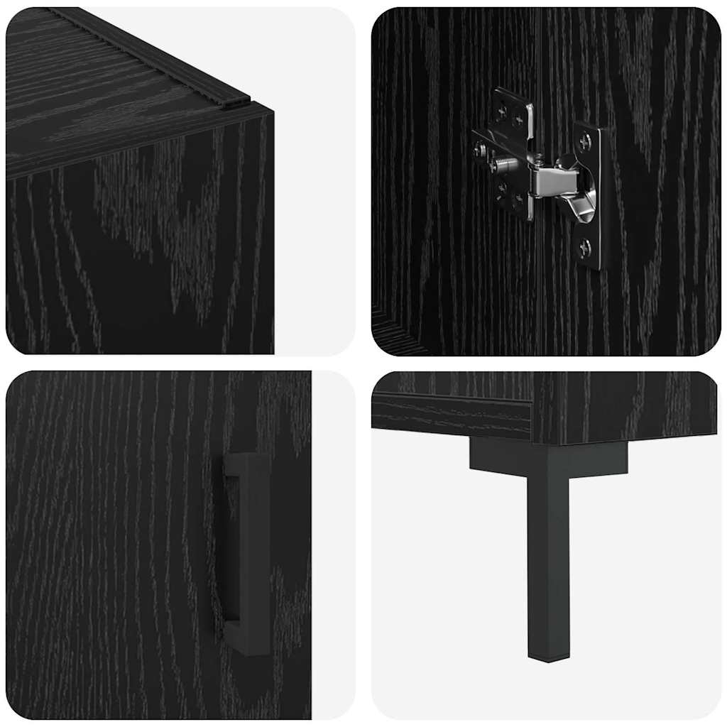 Sideboard Black Oak 90 x 34 x 80 cm Engineered Wood