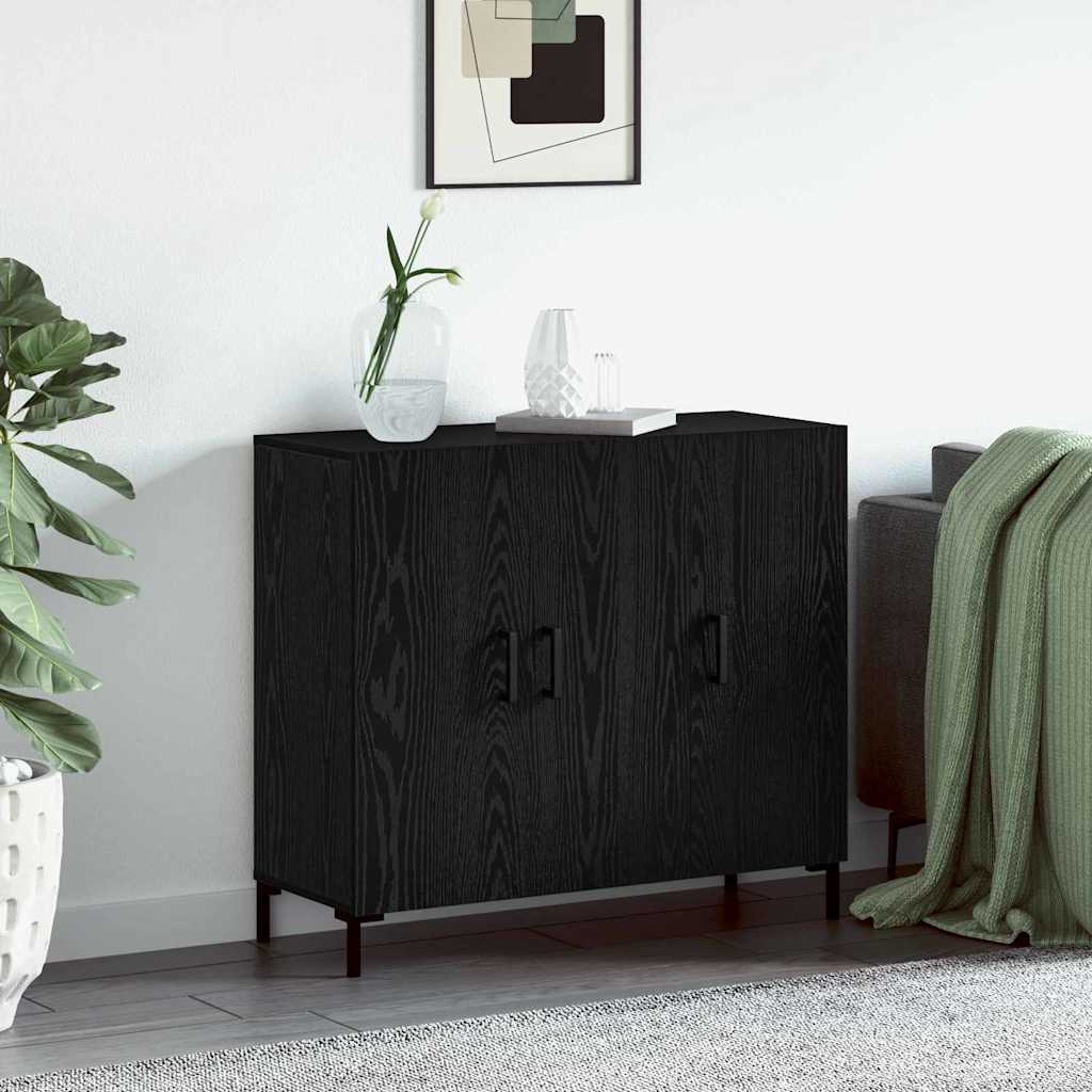 Sideboard Black Oak 90 x 34 x 80 cm Engineered Wood