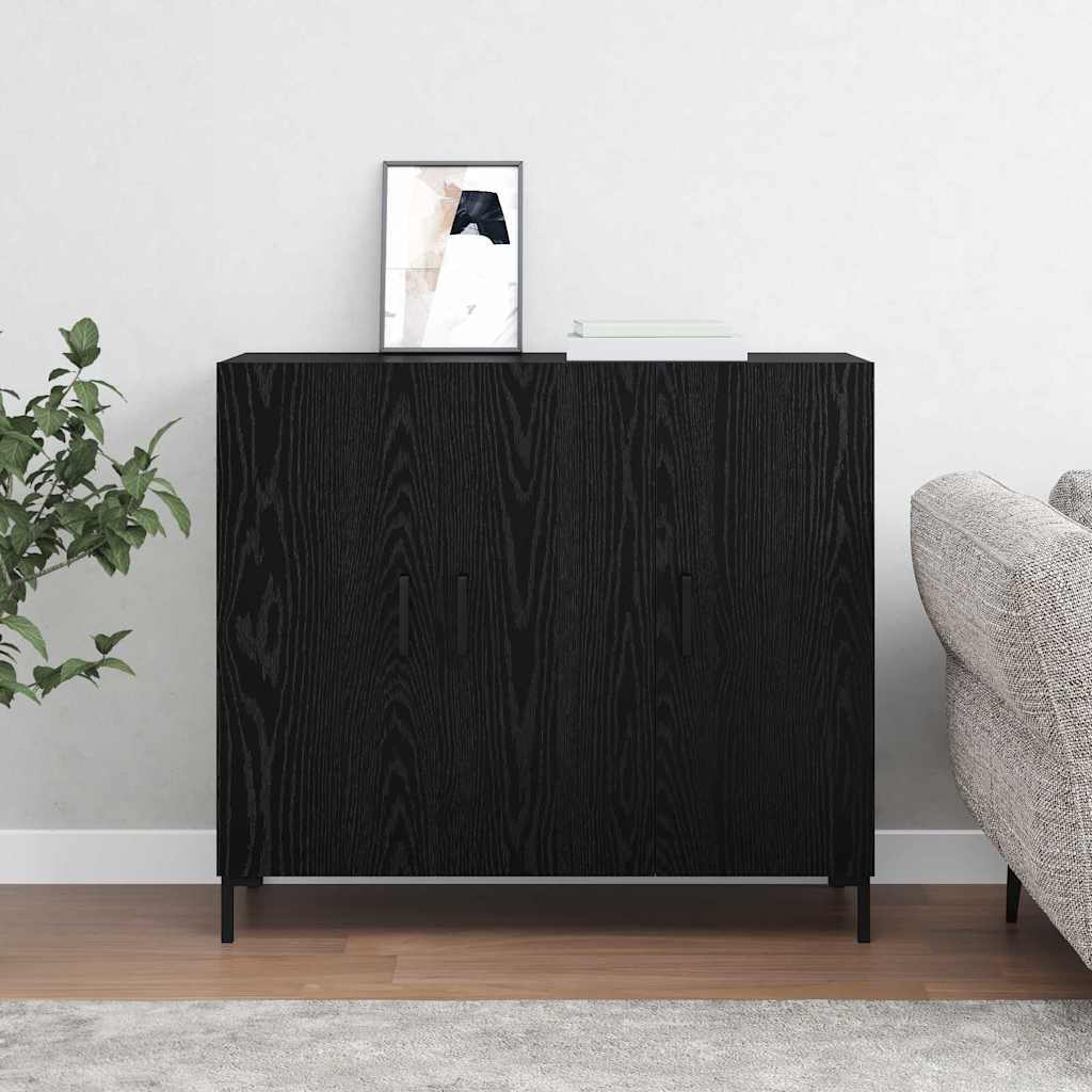Sideboard Black Oak 90 x 34 x 80 cm Engineered Wood