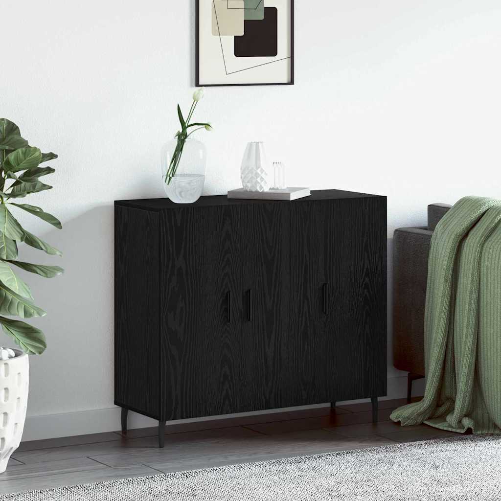 Sideboard Black Oak 90 x 34 x 80 cm Engineered Wood
