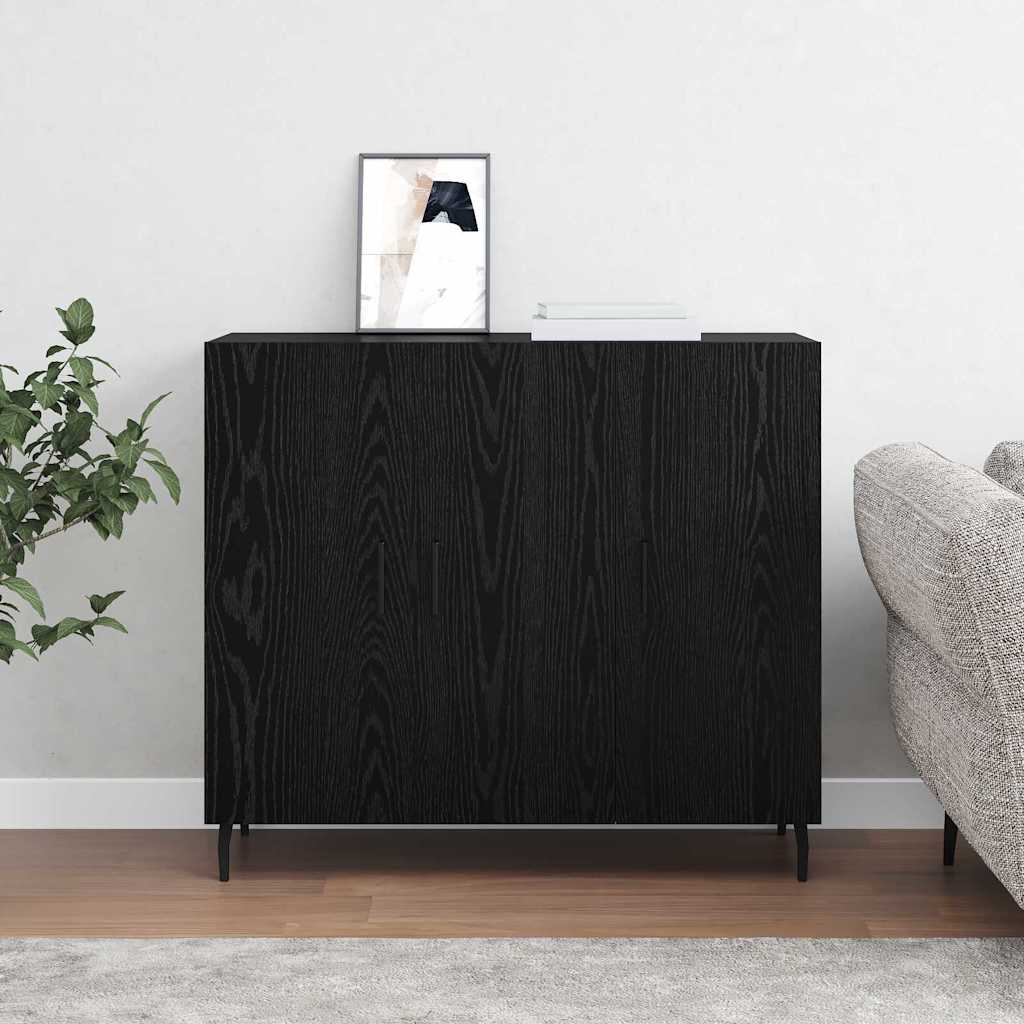Sideboard Black Oak 90 x 34 x 80 cm Engineered Wood