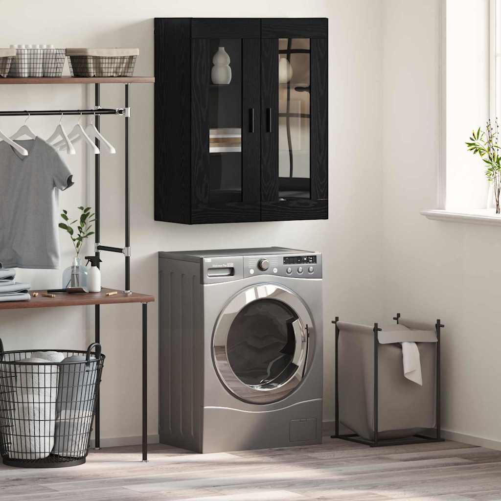 Wall Mounted Cabinet Black 69.5 x 34 x 90 cm Engineered Wood