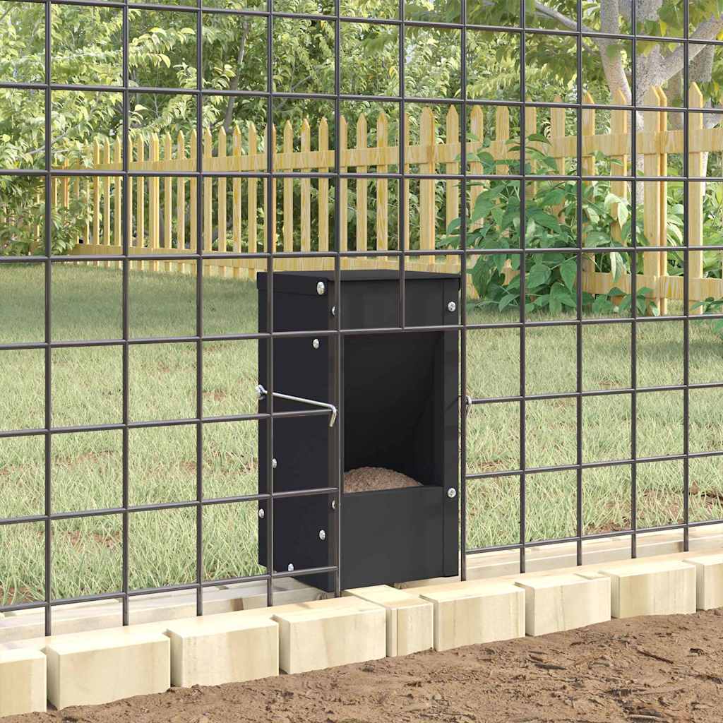 Rabbit Feeder Black 12.5 x 12.5 x 25 cm Cold-Rolled Steel