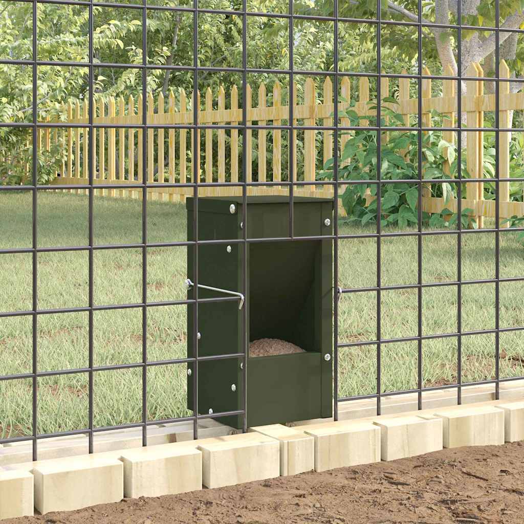 Rabbit Feeder Olive Green 12.5 x 12.5 x 25 cm Cold-Rolled Steel