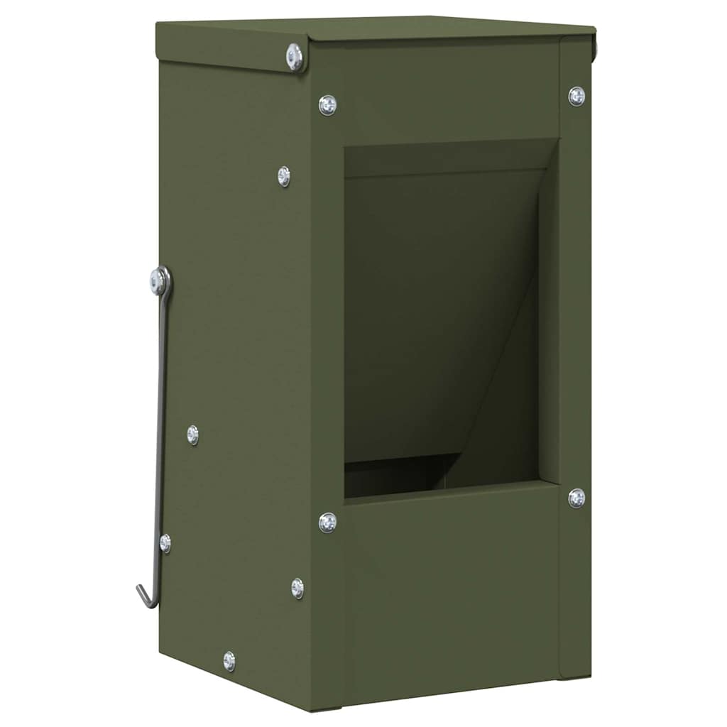 Rabbit Feeder Olive Green 12.5 x 12.5 x 25 cm Cold-Rolled Steel