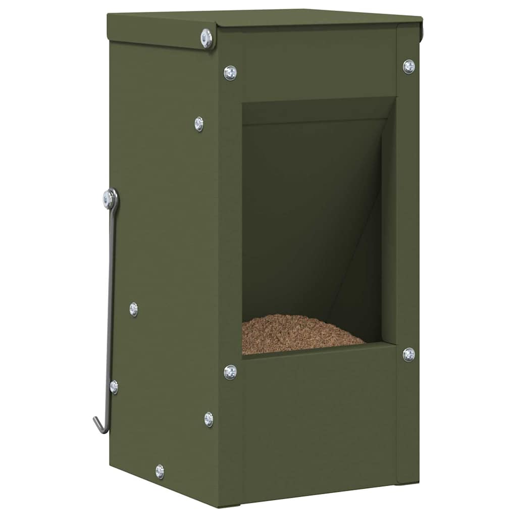 Rabbit Feeder Olive Green 12.5 x 12.5 x 25 cm Cold-Rolled Steel