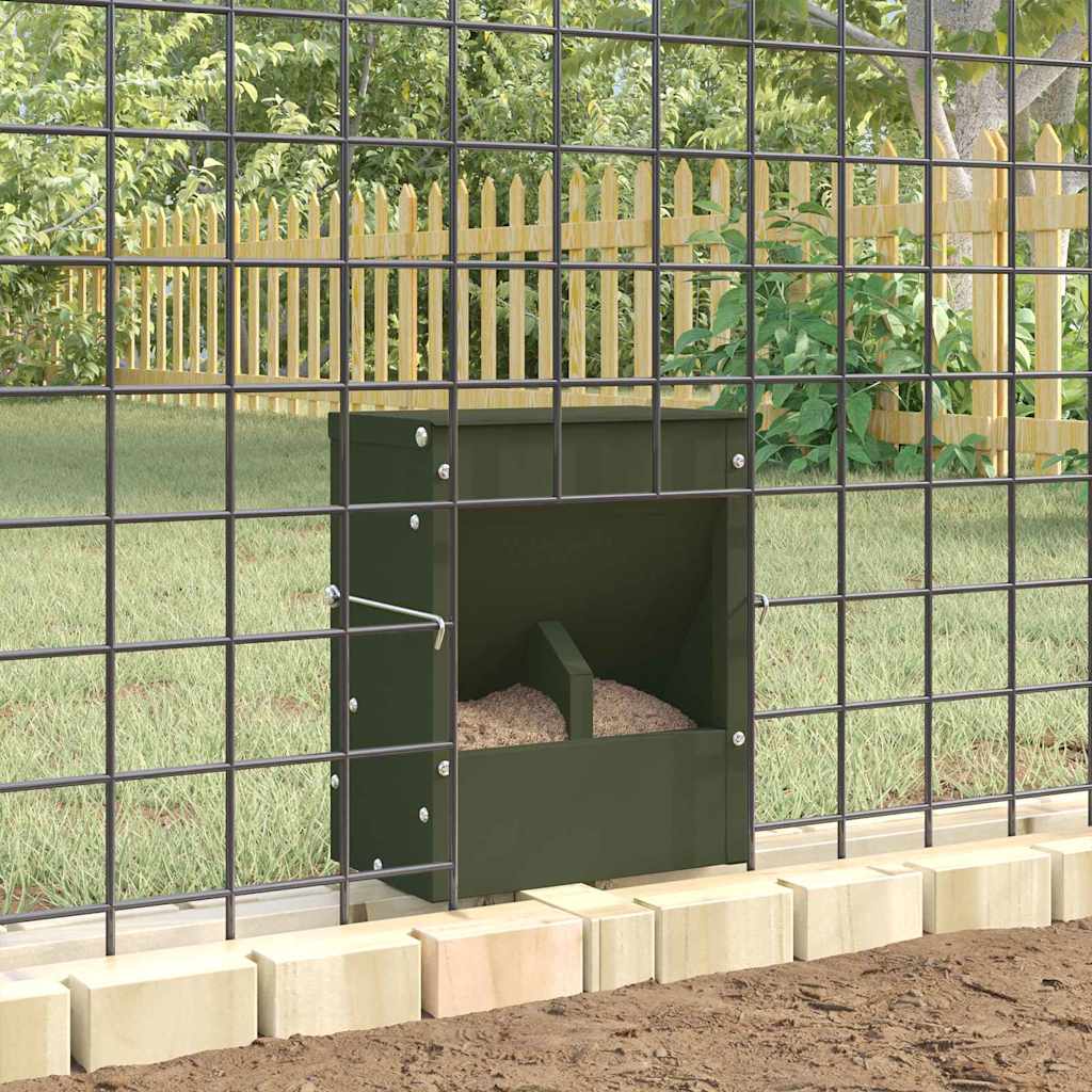 Rabbit Feeder Olive Green 20 x 12.5 x 25 cm Cold-Rolled Steel