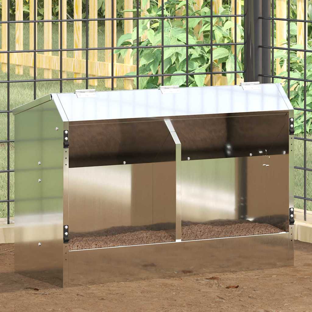 Rabbit Feeder Silver 64.5 x 25.5 x 45.5 cm Galvanised Steel