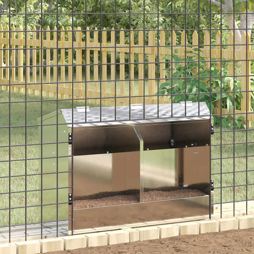 Rabbit Feeder Silver 64.5 x 25.5 x 45.5 cm Galvanised Steel