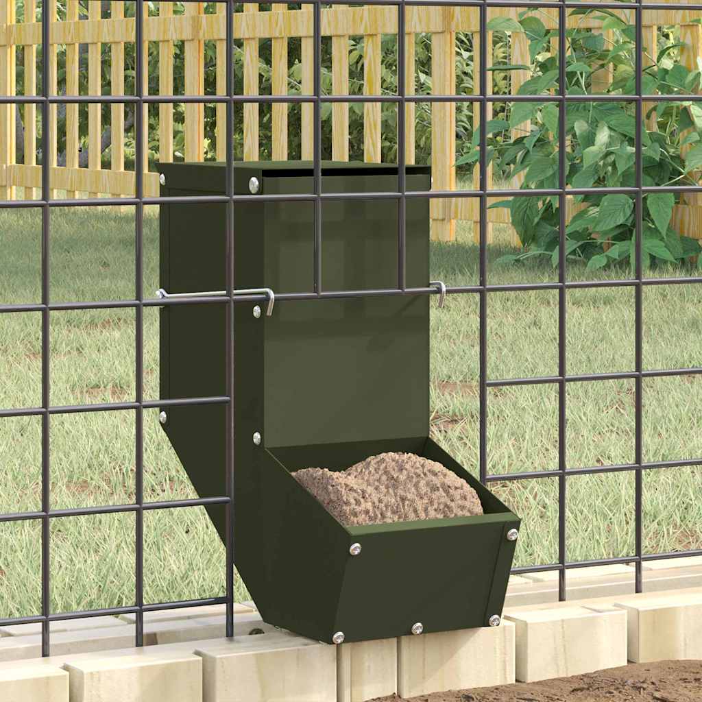 Rabbit Feeder Olive Green 12.5 x 26 x 28.5 cm Cold-Rolled Steel