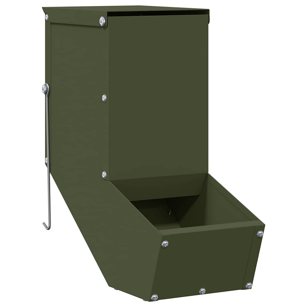 Rabbit Feeder Olive Green 12.5 x 26 x 28.5 cm Cold-Rolled Steel